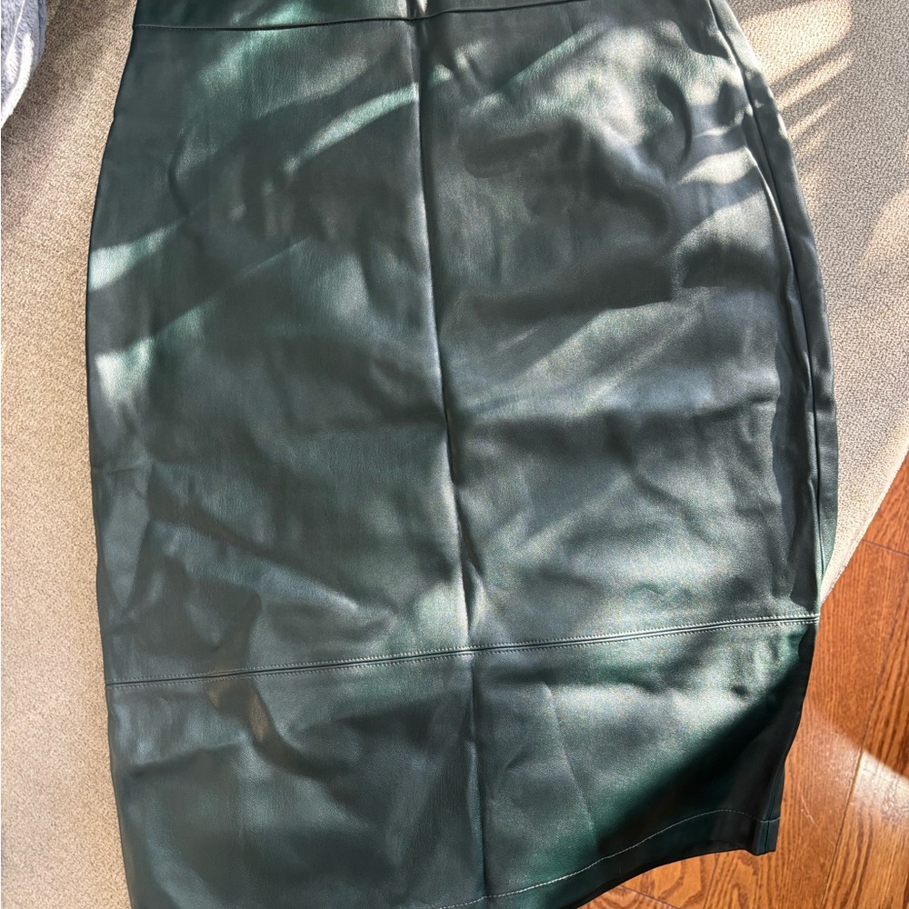 Forever New Dark Green Vegan Leather Pencil Skirt